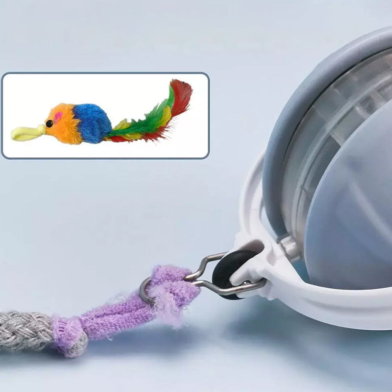 Self-Rotating Interactive Cat Ball with Feather & LED