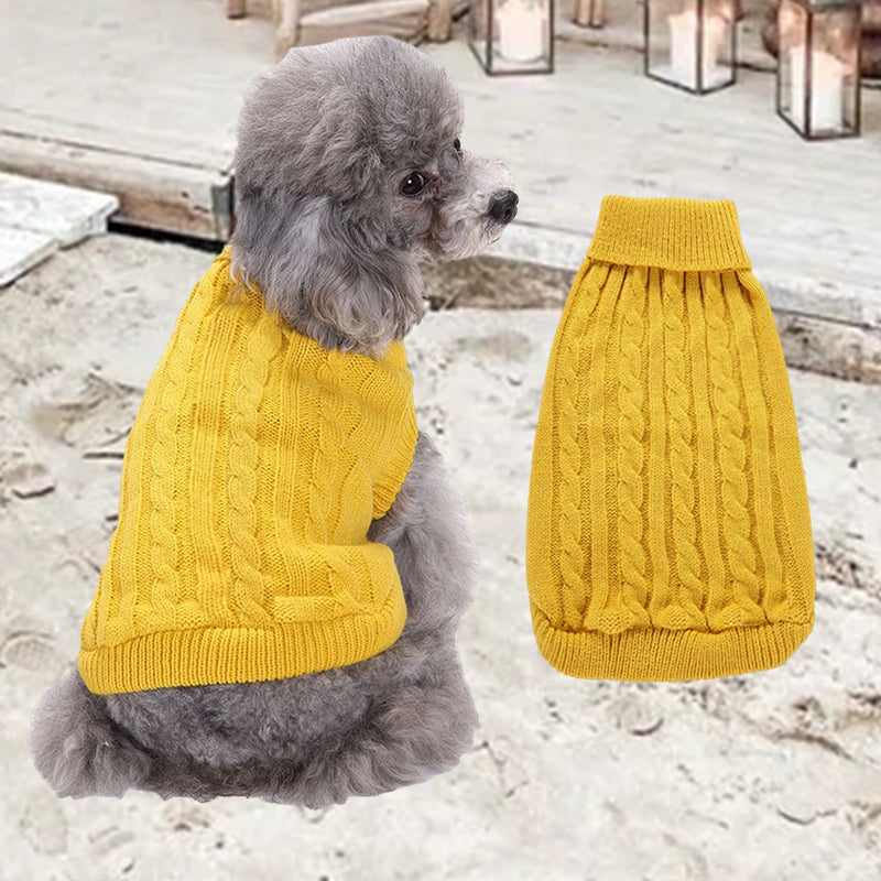 Cable Knit Turtleneck Dog Sweater for Winter Warmth