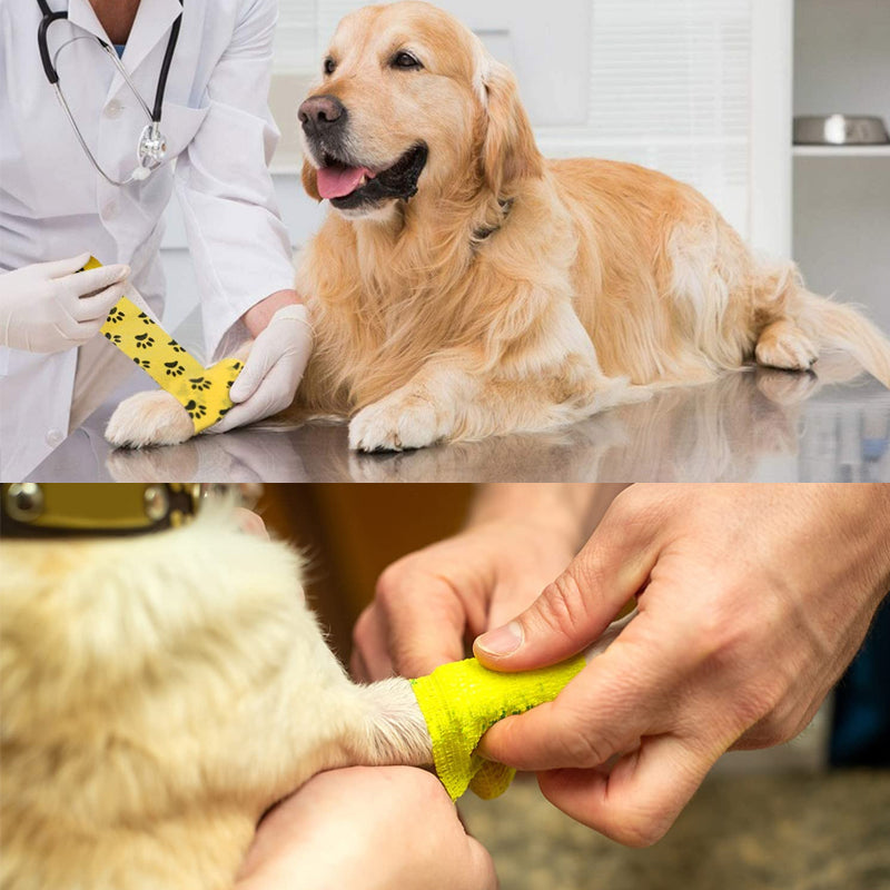 Self-Adhesive Pet Bandage Wrap - Paw Print Vet Tape
