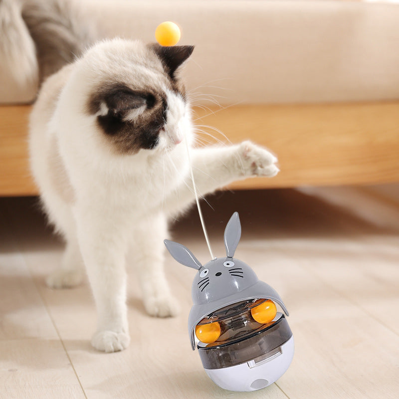 Interactive Cat Tumbler Treat Dispenser & Teaser Toy