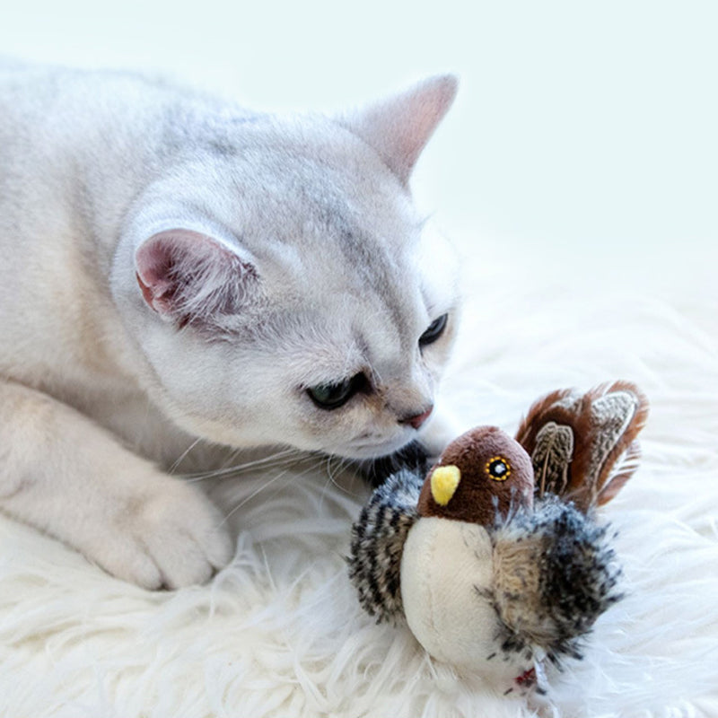Chirping Bird Cat Toy with Real Bird Sounds