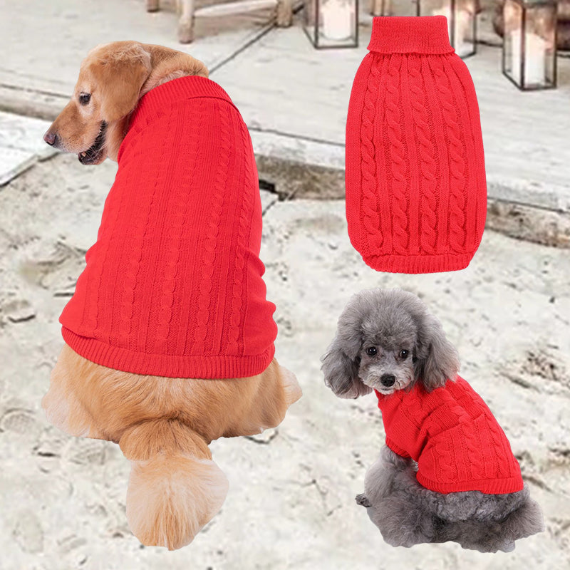 Cable Knit Turtleneck Dog Sweater for Winter Warmth