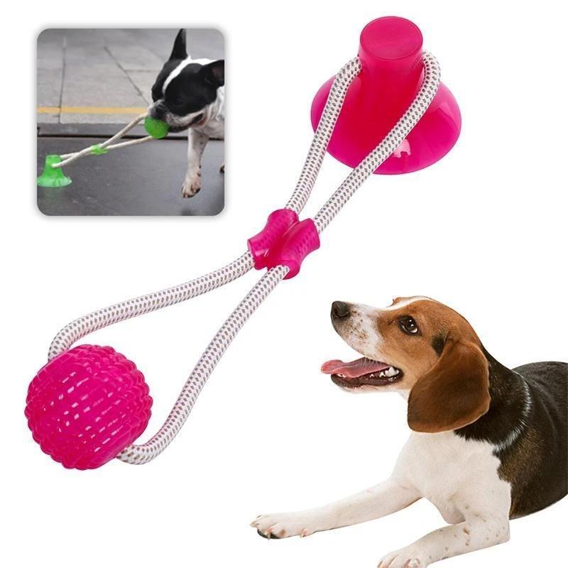 Suction Cup Dog Tug Ball with Rope & Teeth Cleaner