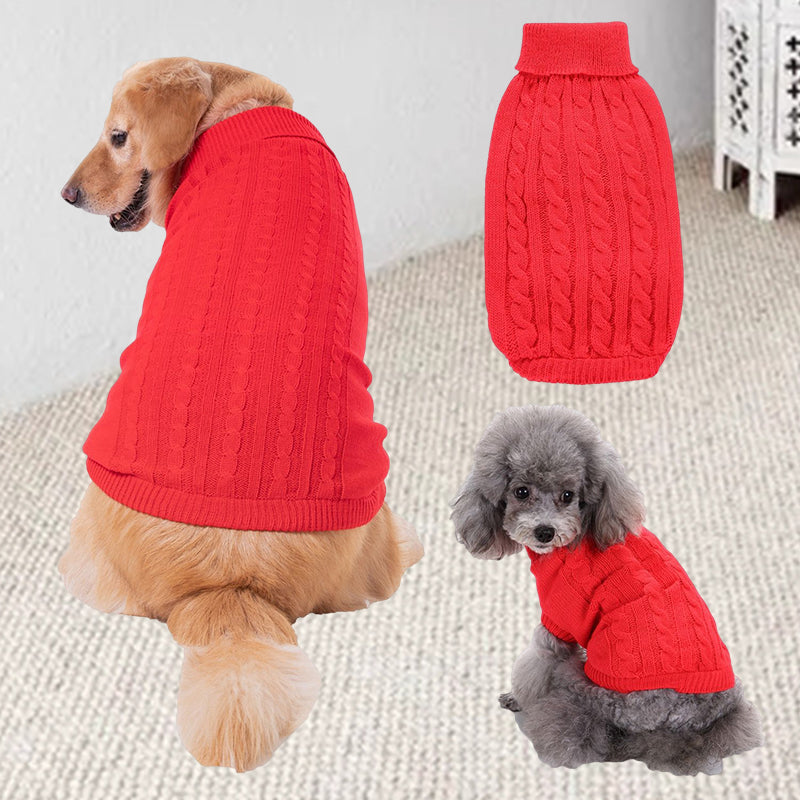 Cable Knit Turtleneck Dog Sweater for Winter Warmth