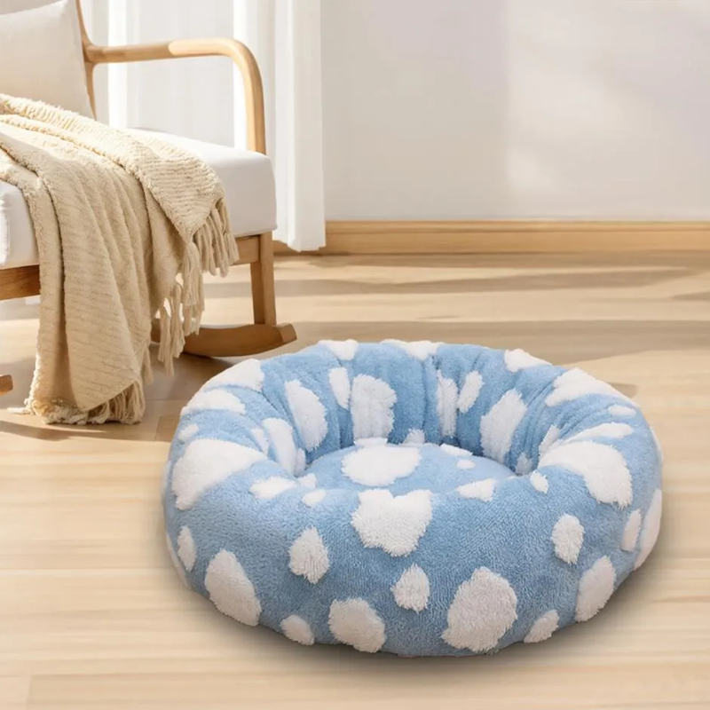 Round Calming Donut Pet Bed for Cats & Small Dogs
