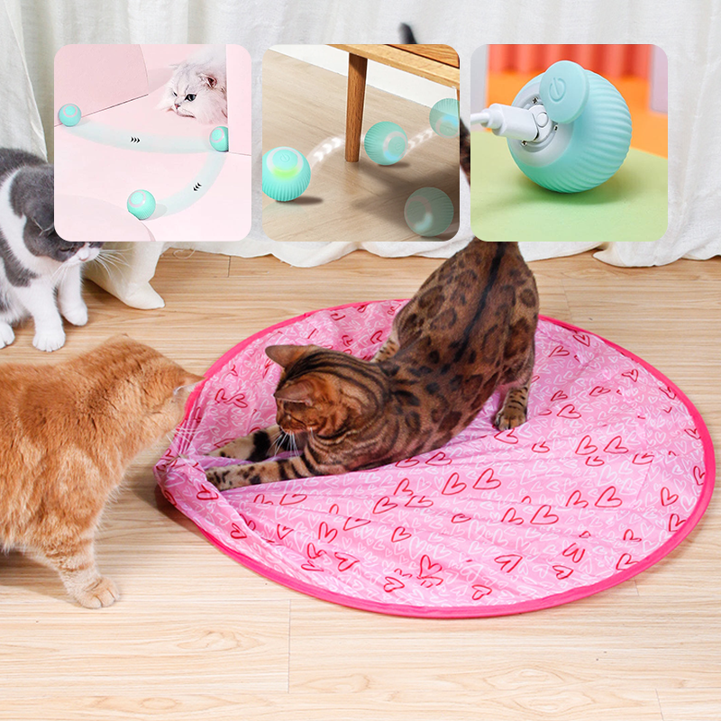 Smart Self-Rolling Cat Ball with Play Mat
