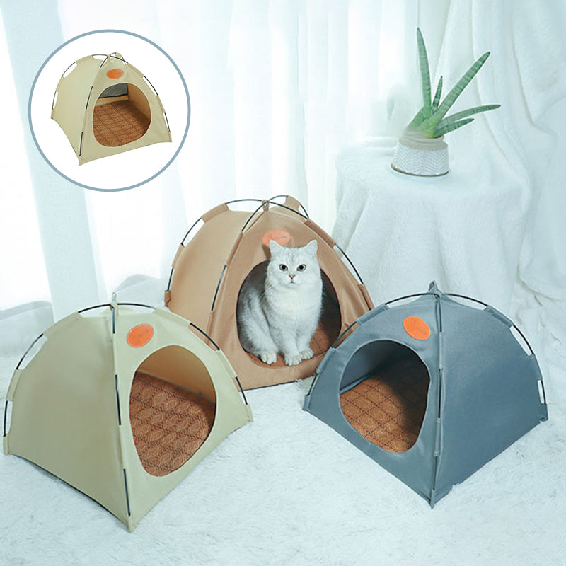 Breathable Pet Teepee Tent Bed with Cooling Mat