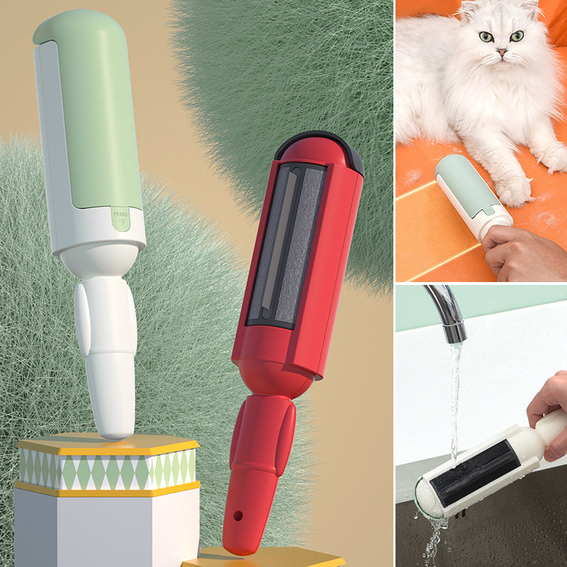 Reusable Pet Hair Remover Brush with Self-Cleaning Base