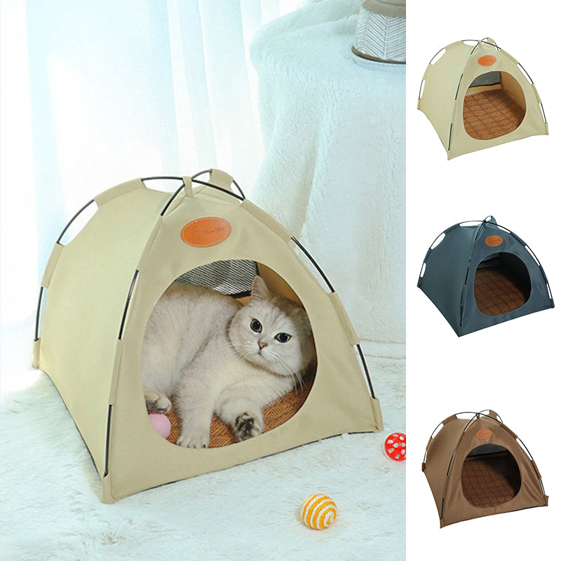 Breathable Pet Teepee Tent Bed with Cooling Mat
