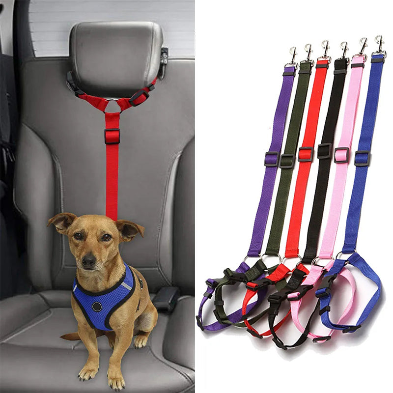 Adjustable Dog Car Seatbelt Headrest Restraint