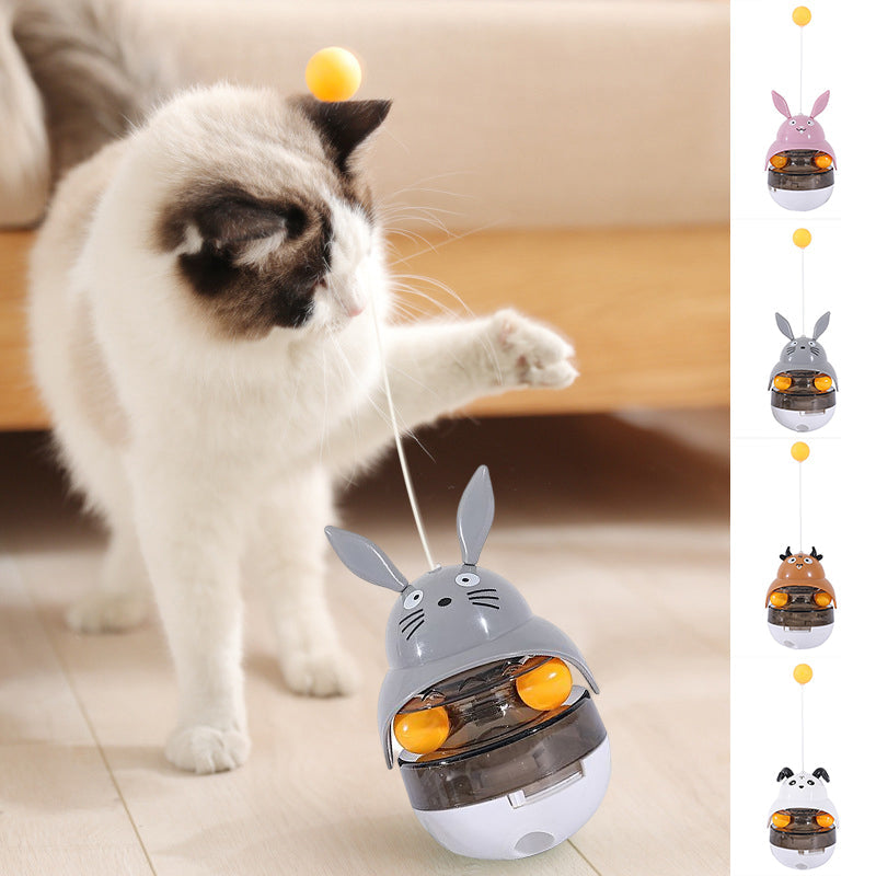 Interactive Cat Tumbler Treat Dispenser & Teaser Toy