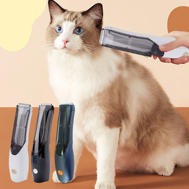 Cordless Pet Grooming Clipper with Built-In Suction