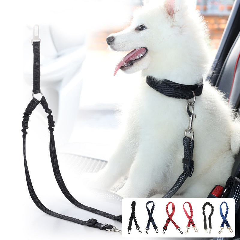 Elastic Dog Car Seat Belt with Shock-Absorbing Bungee