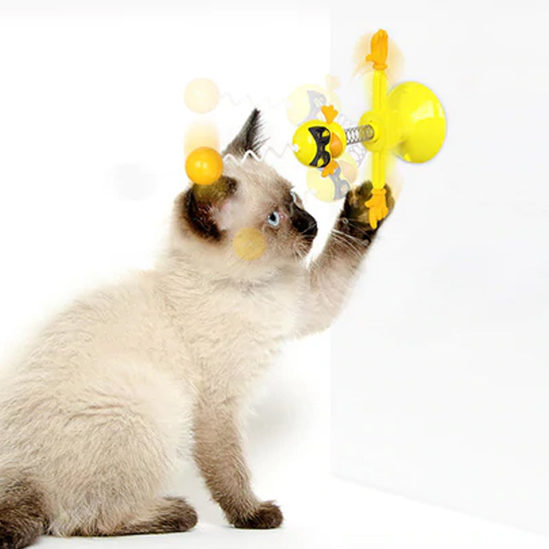 Spinning Windmill Cat Toy with Suction Base