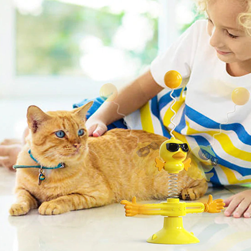 Spinning Windmill Cat Toy with Suction Base