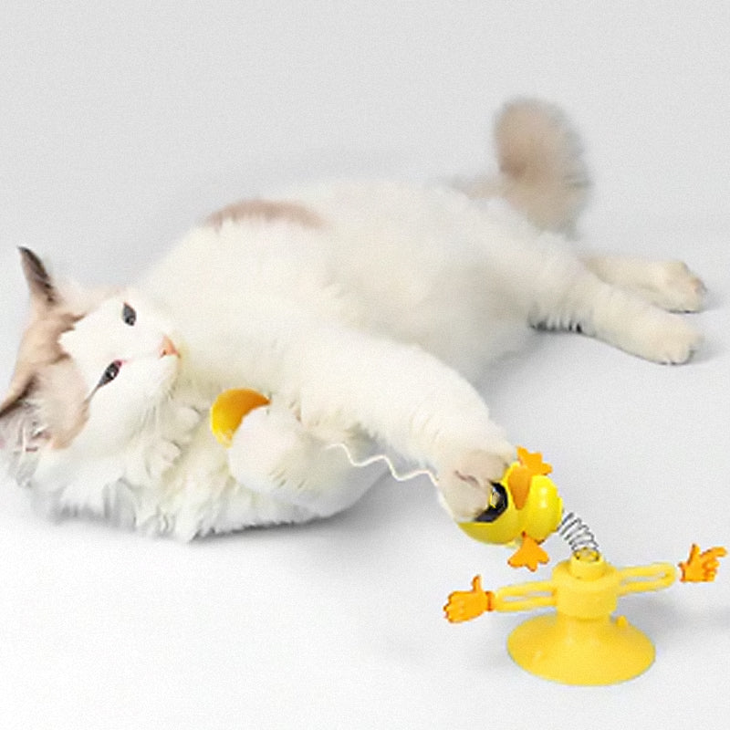 Spinning Windmill Cat Toy with Suction Base