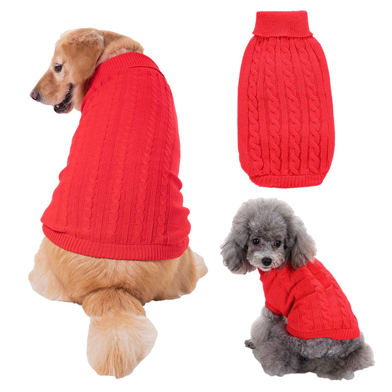 Cable Knit Turtleneck Dog Sweater for Winter Warmth