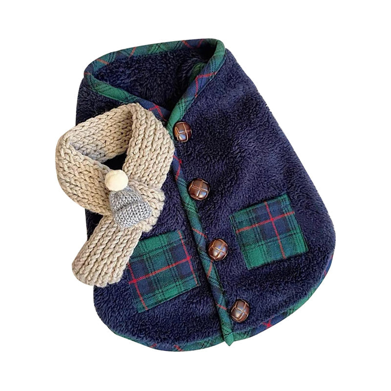 Cozy Sherpa Plaid Dog Vest with Toggle Buttons