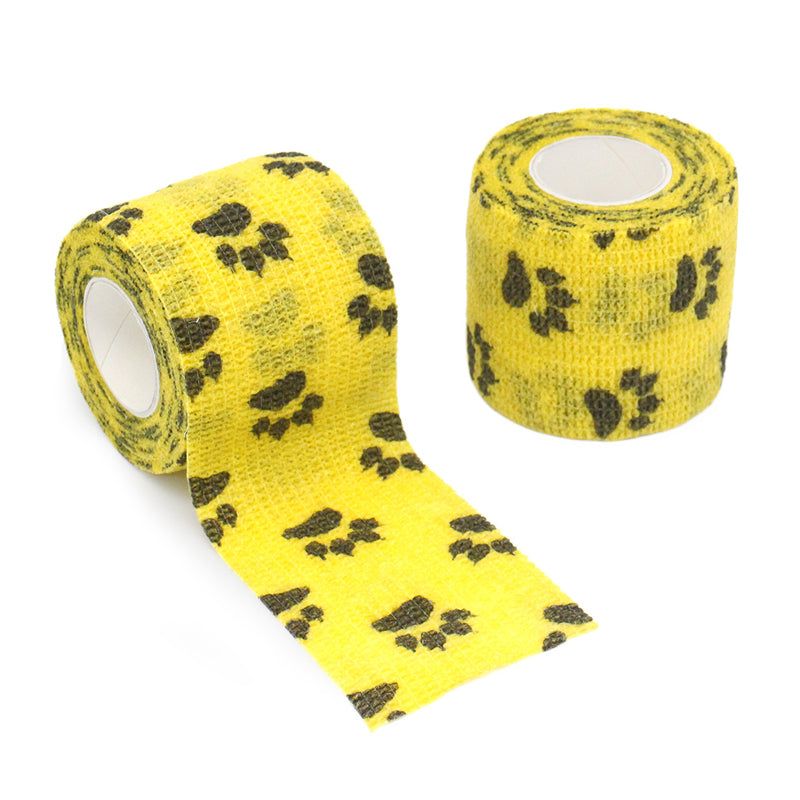 Self-Adhesive Pet Bandage Wrap - Paw Print Vet Tape