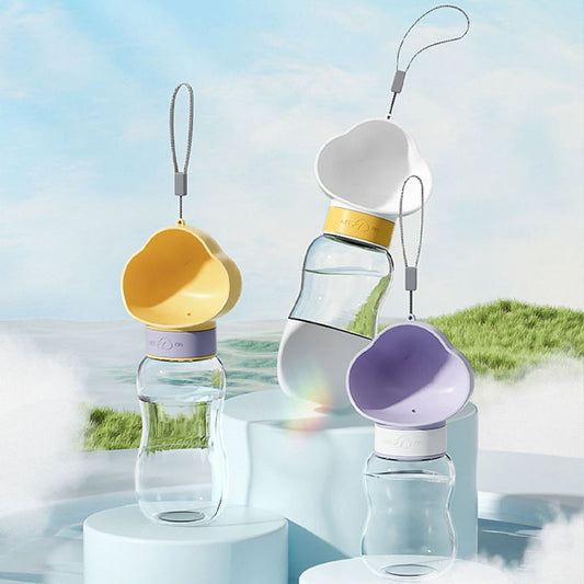 Portable Dog Water Bottle with Built-In Bowl