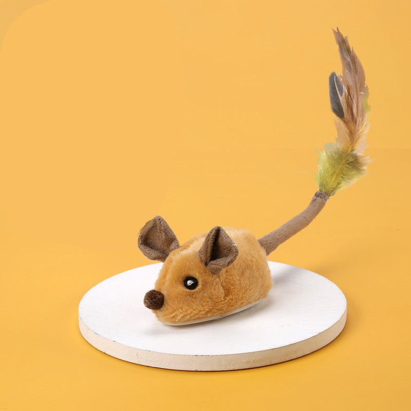 Automatic Moving Mouse Cat Toy with Feather Tail