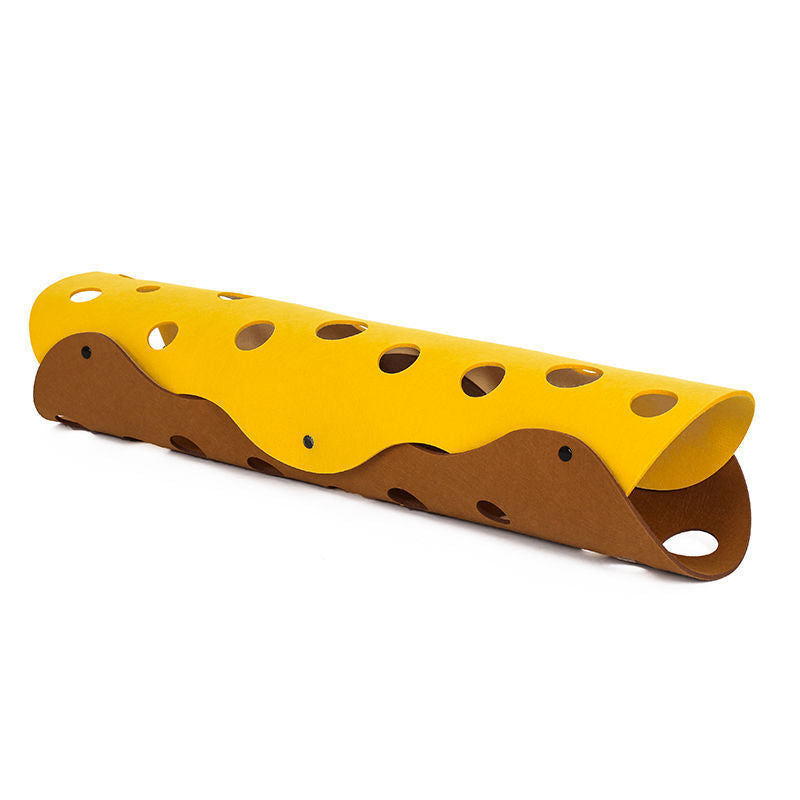 Foldable Felt Cat Tunnel Play Mat with Peek Holes