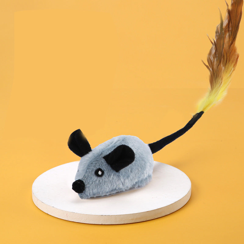 Automatic Moving Mouse Cat Toy with Feather Tail