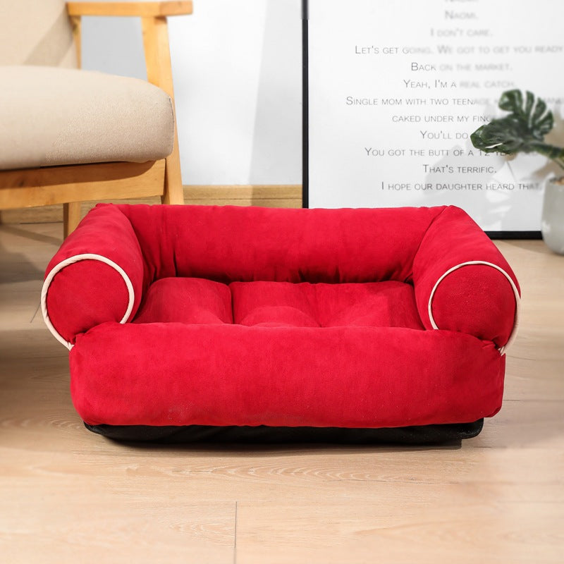 Cozy Sofa Pet Bed with Bolster Arms