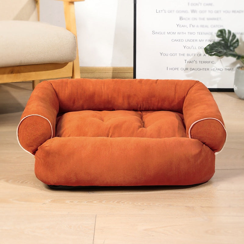 Cozy Sofa Pet Bed with Bolster Arms