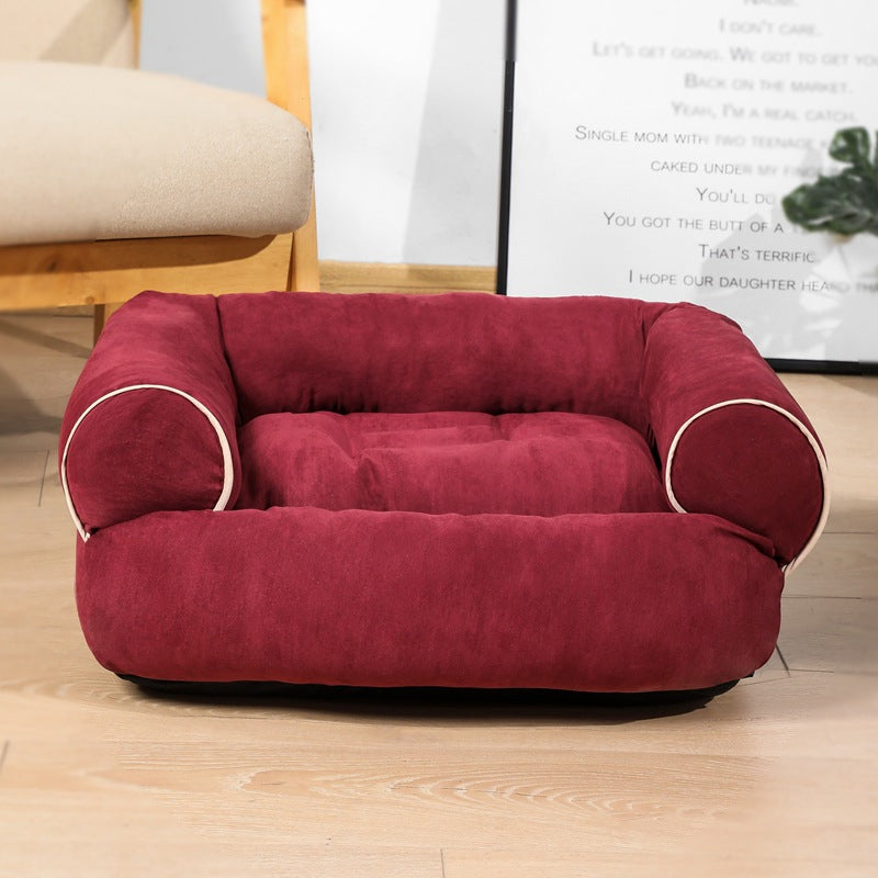 Cozy Sofa Pet Bed with Bolster Arms